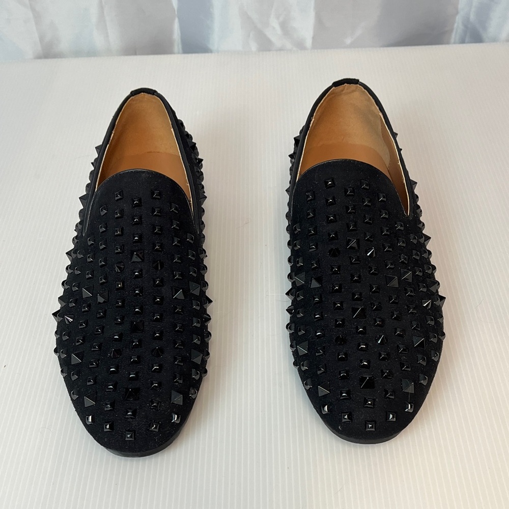 Silvio Men’s Black Studded Loafers v2275 - Picture 2 of 10